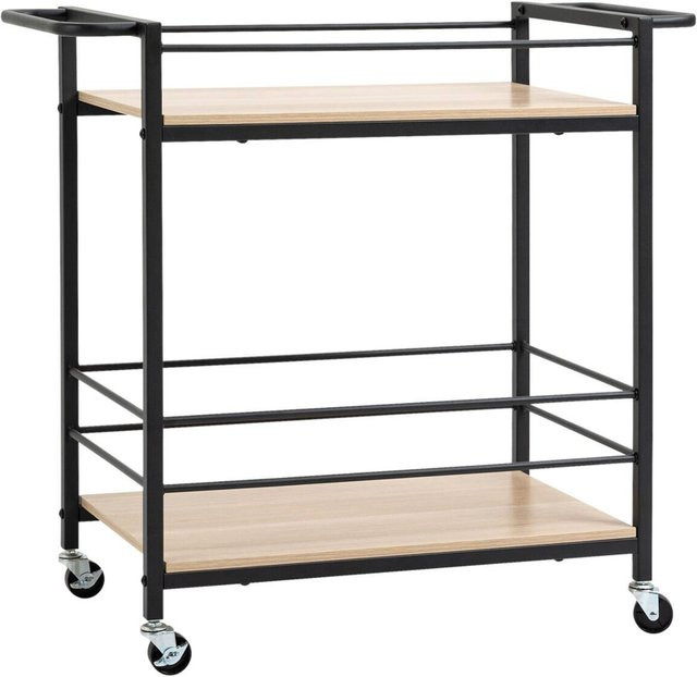 HOMCOM Küchenwagen aus Holz und Metall in Natur mit Edelstahl, B/H/T: 40 x 82 x 75 cm - Bild 1