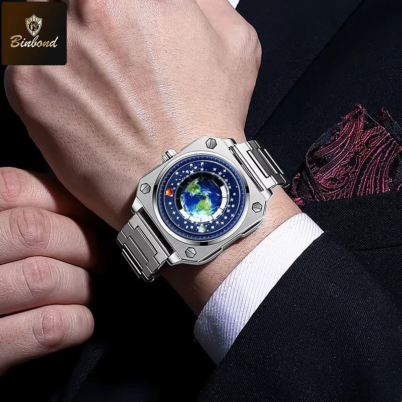 BINBOND Armbanduhr Quarz, Edelstahl, Blau, Herren - Bild 2