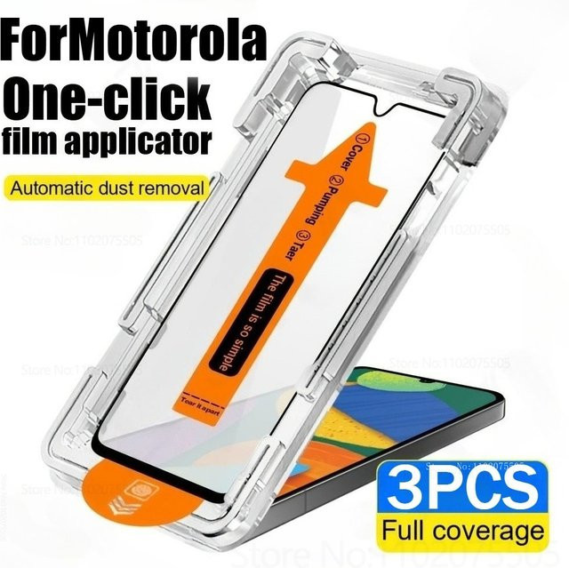 3er-Pack HD-Displayschutzfolie aus gehärtetem Glas für Motorola Moto Edge 60 Fusion 50 Pro 50 Ultra 60 Pro 40 30 Neo, transparent, mit Ein-Klick-Installation - Bild 1
