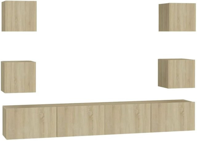 vidaXL 6-tlg. TV-Schrank-Set Sonoma-Eiche aus Holzwerkstoff in Braun und Beige - Bild 1