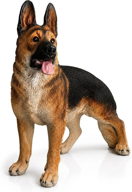 Wetterbeständige Gartenfigur Hund Schäferhund von Relaxdays aus Polyresin und Glasfaser in Naturfarben, H: 114 cm, B: 40 cm, T: 91 cm - Bild 1