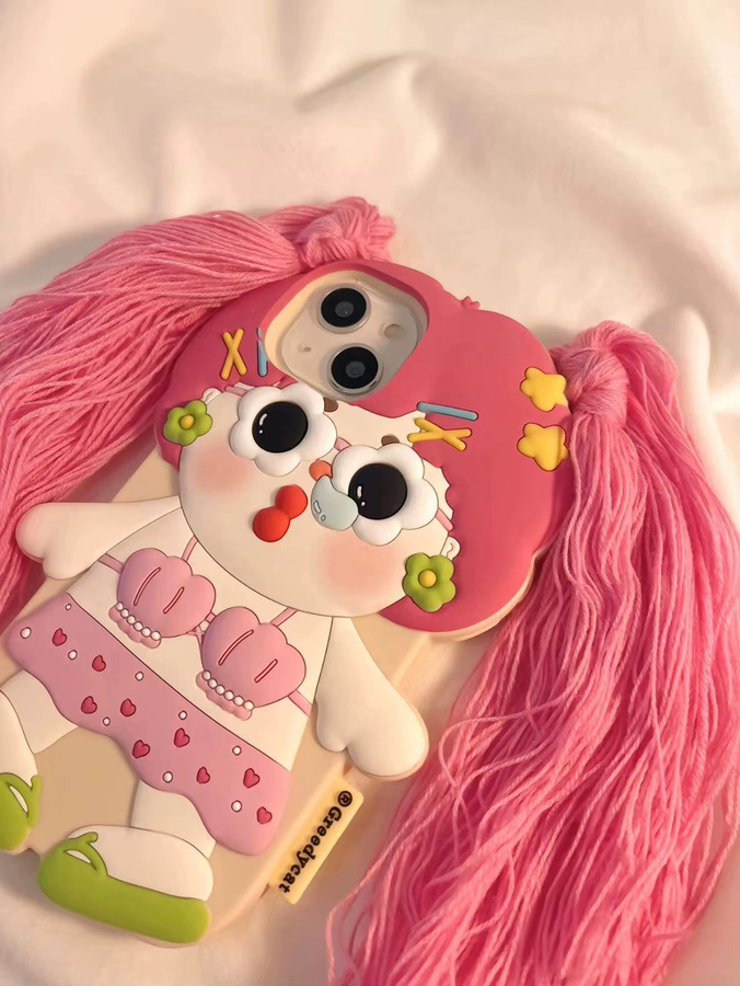 Silikon Handyhülle mit Flecht-Design für iPhone 15 Pro Max, 14, 13, 12, 11 in Pink Multicolour als Fallschutz - Bild 2
