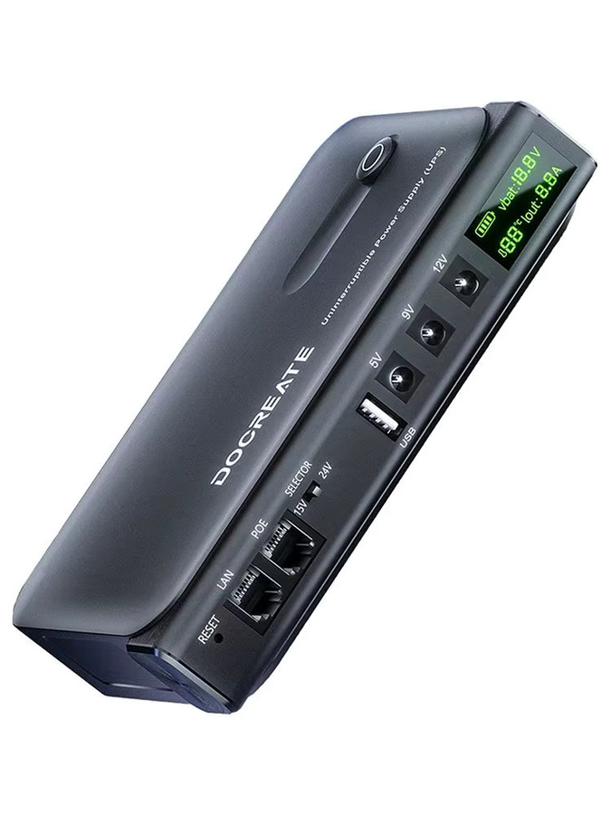 DC1036L Digitale USV Unterbrechungsfreie Stromversorgungsbox 36 W Multi-Ausgang 5 V/9 V/12 V/15 V/24 V für Router und Heimgeräte, Schwarz, ohne Batterie - Bild 6