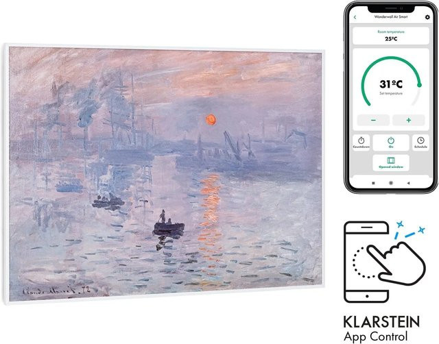 Klarstein Wonderwall Air Art Smart Infrarotheizung mit App-Steuerung und Motiv Sonnenaufgang, Weiß, B: 80 cm, H: 60 cm, 500 W - Bild 1