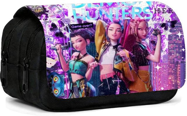 Rongfei K-Pop Hexenjäger Doppel-Klapp-Federmäppchen für Kinder in Pink und Multicolour - Bild 1