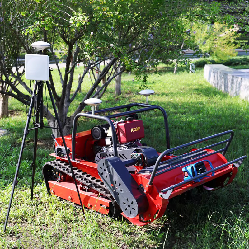 AIWEIYA GPS-gesteuerter Rasenroboter mit Fernbedienung und Schlegelmäher in Rot - Bild 2