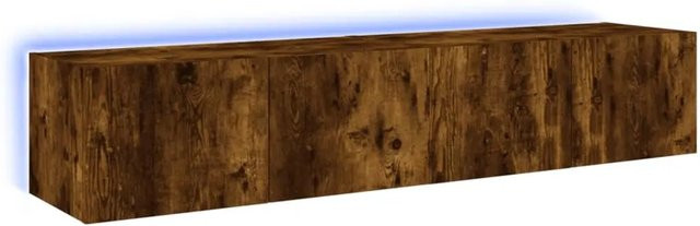 vidaXL Set 2 Stück TV-Wandschränke mit LED-Beleuchtung in Räuchereiche, modern für dein Wohnzimmer, B: 80 cm, T: 35 cm, H: 31 cm - Bild 1