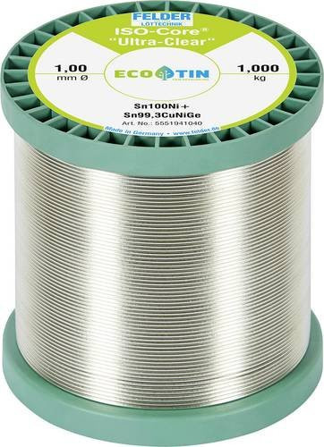 Felder ISO-Core Ultra-Clear Sn100Ni+ Lötzinn bleifrei Spule Sn99,25Cu0,7Ni0,05 Silber 1.000kg 1mm - Bild 1