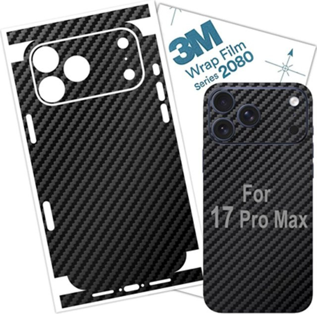 OLPAY Carbon Fiber Skin Wrap 3M Back Sticker Cover für iPhone 17 Air in Schwarz - Bild 1