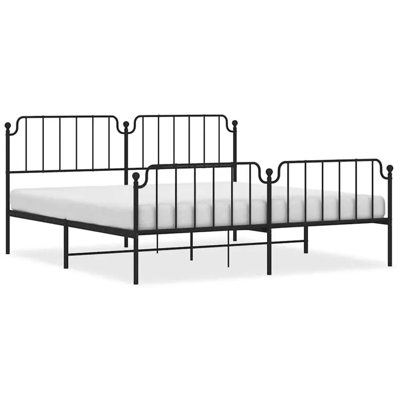 Vidaxl Metall-Bettgestell mit Kopfteil und Fußteil in Schwarz, B/T/H: 193 x 203 cm - Bild 2