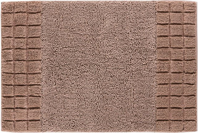 Rechteckiger Badteppich aus 100% Baumwolle in Beige und Braun, rutschhemmend und für Fußbodenheizung geeignet - Bild 1