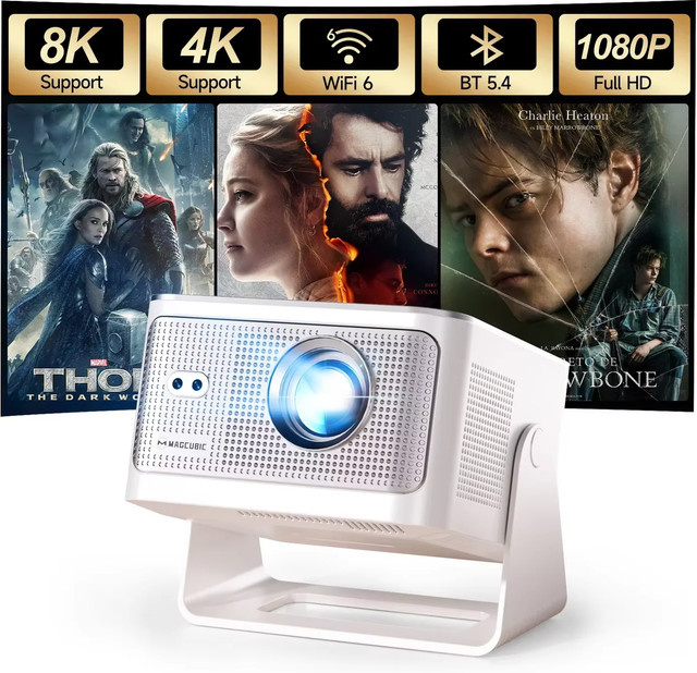 Magcubic HY350Max Projektor mit Android 14, 900 ANSI, Autofokus, Native 1080P und 8K Unterstützung, Weiß - Bild 1