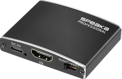 SpeaKa Professional SP-HDMIS-200 HDMI-Splitter mit Aluminiumgehäuse in Schwarz, Ultra HD 4K Unterstützung - Bild 1
