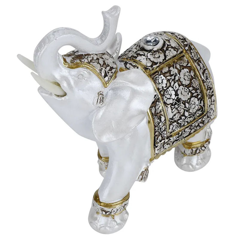 Tooarts Tierfigur aus Kunstharz in Gold und Weiß mit floralem Design als orientalische Dekoration - Bild 3