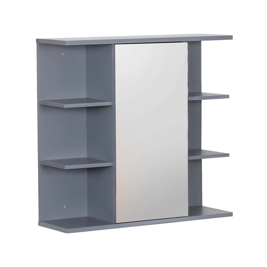 Relaxdays Spiegelschrank in Grau mit Glasfront und 8 Ablagen zur Wandmontage, B/H/T: 64 x 62 x 21 cm - Bild 2