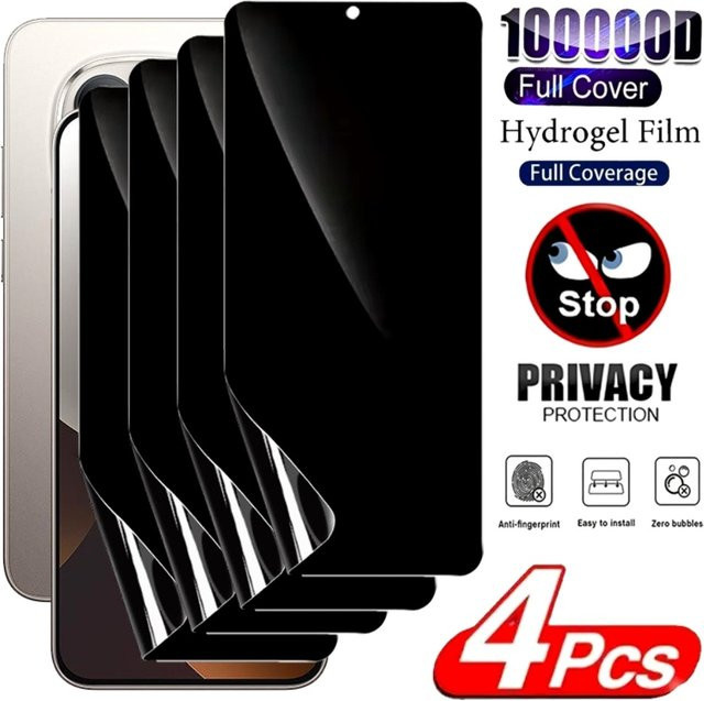 4 Stück Xiaomi Anti-Spionage Hydrogel-Displayschutzfolien für Redmi Note 15 14 13 Pro Plus 12 11 10 Pro 14S 12S 11S transparent und kratzfest - Bild 1
