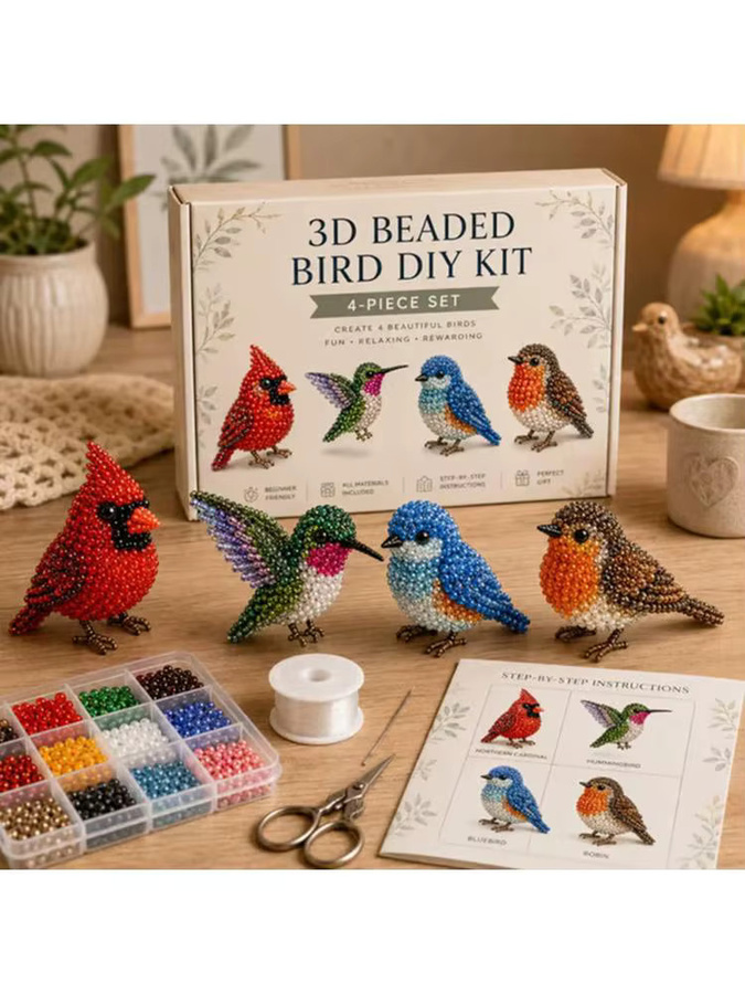 APWIKOGER Vogel- und Tier-Perlen-Bastelset, Bunt / Mehrfarbig, Kunststoff - Bild 4