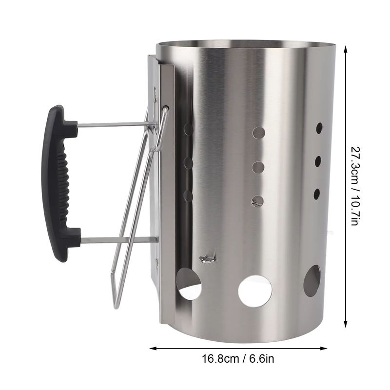Fdit Kaminstarter aus Edelstahl in Silber für Holzkohle, tragbarer Grillstarter für Camping und Picknick - Bild 4