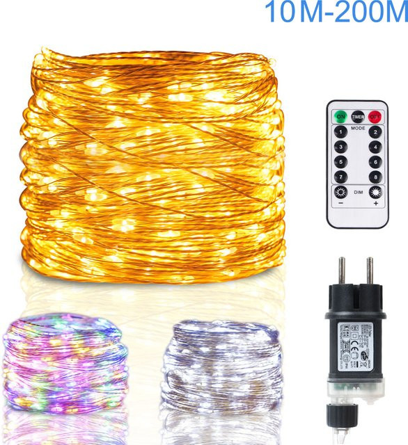 Topdii LED String Fairy Lichterkette aus silbernem Metalldraht für Weihnachten, Hochzeit und Party - Bild 1