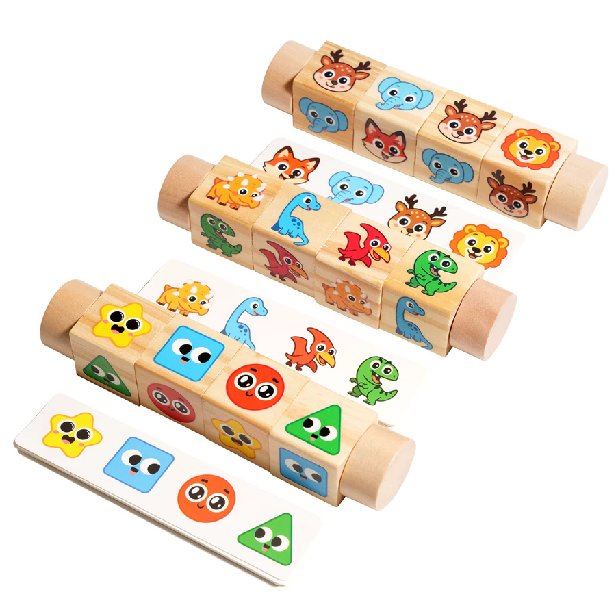 Datgo Montessori Holz 3D-Puzzle, Rotierendes Blockspielzeug, Tiere, Bunt / Mehrfarbig - Bild 2