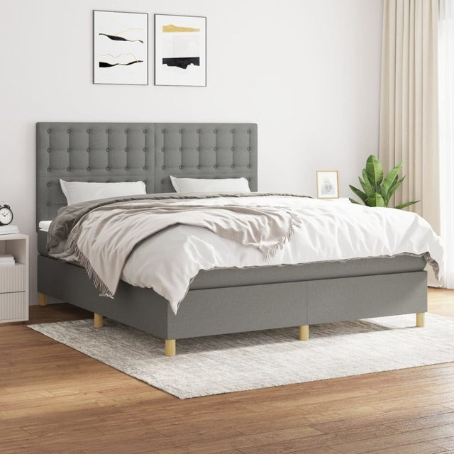 vidaXL Boxspringbett mit Matratze Hybrid-Design Dunkelgrau B/T/H: 160 x 200 cm - Bild 2