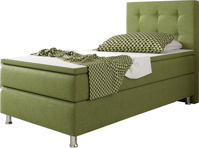 Inter Trading Boxspringbett Köln in Grün mit Taschenfederkern, B/T: 90 x 200 cm - Bild 1