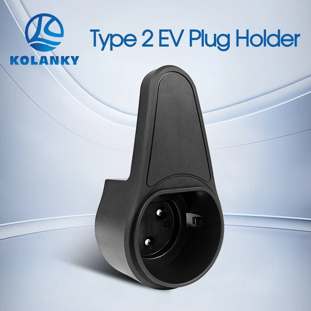 KOLANKY Elektrofahrzeug Typ 2 Ladestecker-Halter in Schwarz, Wandhalterung für EV IEC 62196-2 Ladekabel und Wallbox-Steckdose - Bild 1