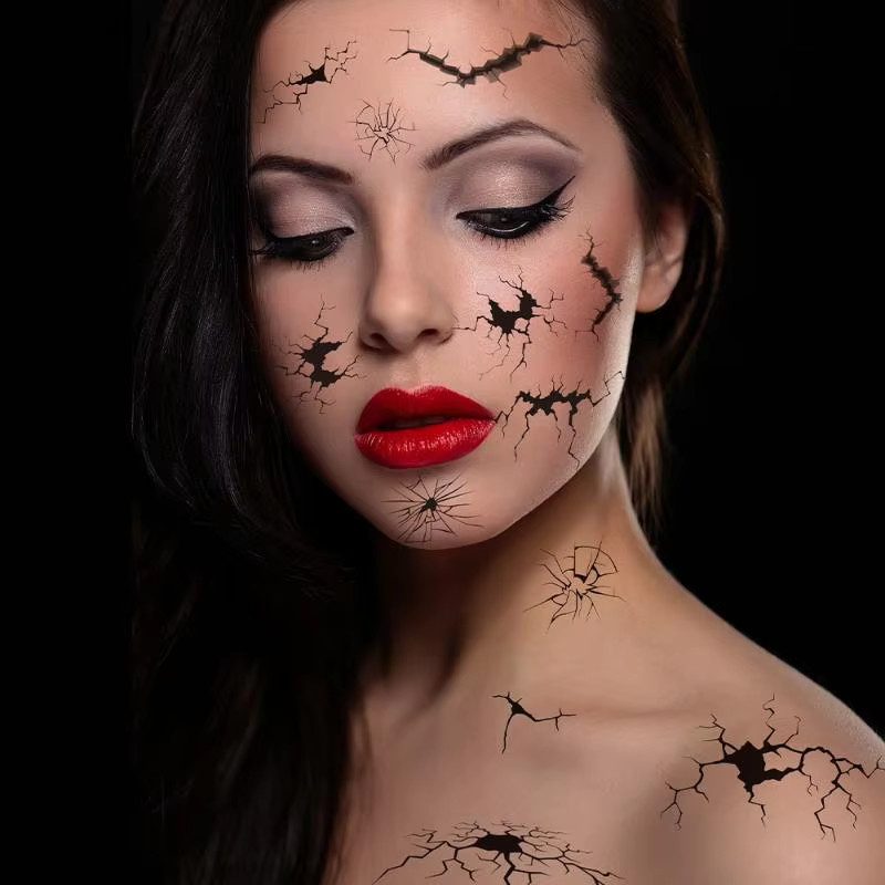 JETTING Temporäre Tattoos, 10 Blatt, Spinnennetz und Crack Mark, Unisex - Bild 5
