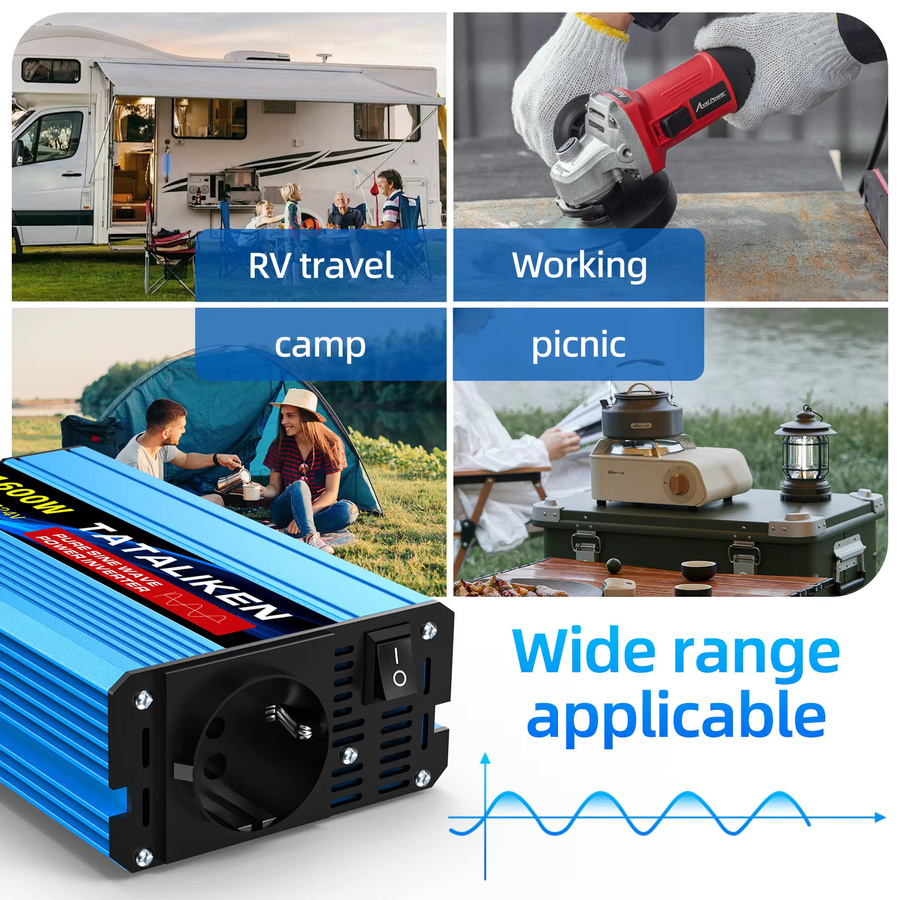 3500W Wechselrichter mit Reiner Sinuswelle, 12V auf 220V AC, EU-Steckdose, Digitalanzeige und temperaturgesteuerter Lüfter - Bild 1