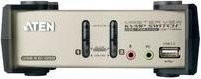 ATEN CS1732B KVM-Audio-USB-Switch in Schwarz-Silber für 2 KVM-Audio-USB-Geräte und 1 lokalen Benutzer - Bild 1