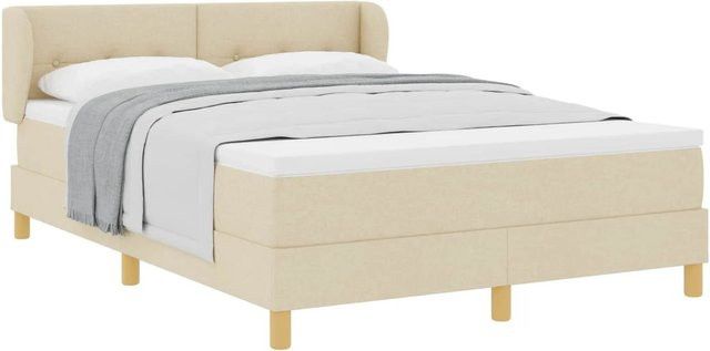 vidaXL Boxspringbett mit Matratze in Beige aus Stoff mit Taschenfederkern, B/T: 140 x 190 cm - Bild 1