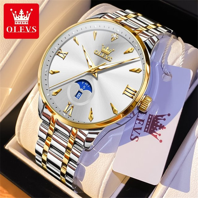 OLEVS Armbanduhr Quarz, Edelstahl, Bicolor, Herren - Bild 1