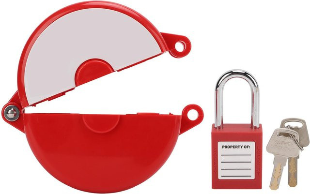 Hose Bib Lock Verriegelungswerkzeug aus Kunststoff ABS in Rot mit Schalendesign und Handrädern - Bild 1