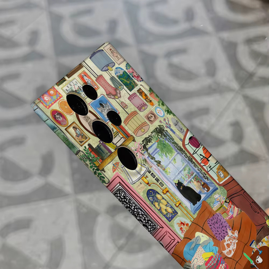 Samsung Galaxy S25 Ultra S24 S23 Ultra Plus Handyhülle Vintage Curio Parlor Katzen Design Stoßfeste Doppelschicht Rückabdeckung Multicolor - Bild 5