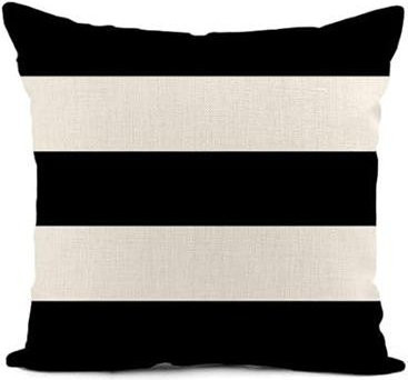 JMG Clothing Leinen-Kissenbezug quadratisch schwarz-weiß gestreift Vintage-Design B/B/H: 40 x 40 x 0 cm - Bild 1