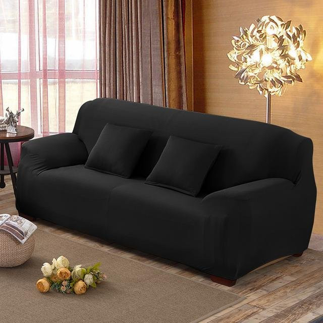 LEVIVEI Stretch-Sofabezug in Schwarz, elastischer Couchbezug für Sessel und Sofas, Breite: 90-140 cm - Bild 1