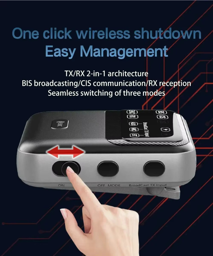 kebidumei Bluetooth 6.0 Audioempfänger und Sender in Schwarz mit AAC, aptX-LL/HD/AD, LC3 und Mikrofon für Wireless Stereo Musik - Bild 2