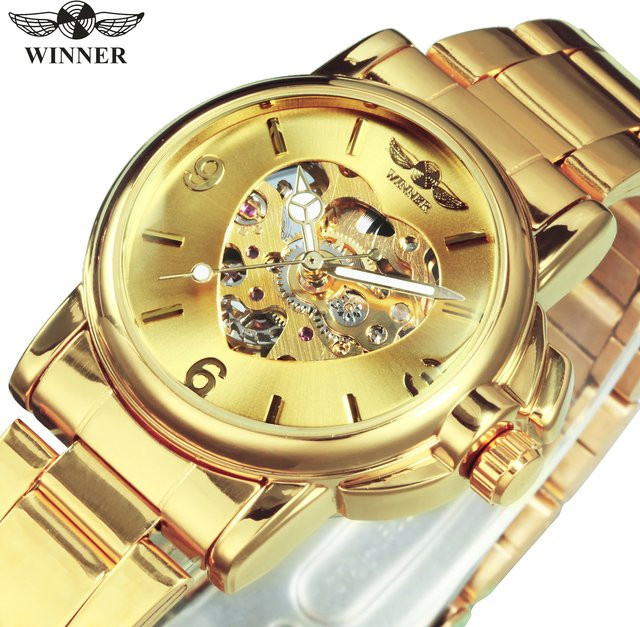 GEWINNER Armbanduhr Skeleton, Automatik, Gold, Edelstahl, Damen - Bild 1