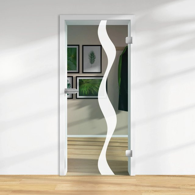 Skyscope Glasdrehtür ESG Floatglas mit Lasermattierung, DIN Rechts, Transparent, H x B x T: 197,2 x 83,4 x 0,8 cm - Bild 1