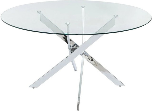 Esstisch Cosima von COSIMA, runder Esstisch mit Sicherheitsglas in Transparent und Silberfarben, Durchmesser: 140 cm