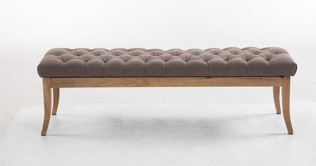 TPFLiving Sitzbank Romeo Chesterfield in Stoff antik-hell Taupe, Breite: 150 cm - Bild 1