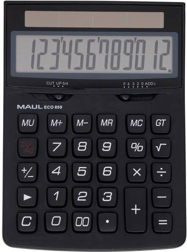 Maul ECO 850 Taschenrechner Schwarz solarbetrieben mit 12-stelligen Display B/H/T: 126 x 174 x 35 mm - Bild 1