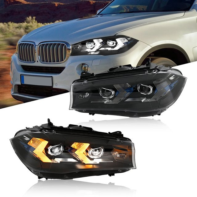 COOLCMP LED-DRL Projektorlinsen-Scheinwerfer-Baugruppe für BMW X5 F15 (2014-2018), Schwarz, passend für Xenon-Scheinwerfer - Bild 1