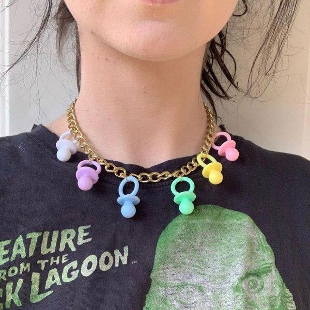 YIRAN Jewelry Halskette, Schnuller Anhänger, Choker, Damen, brown - Bild 1