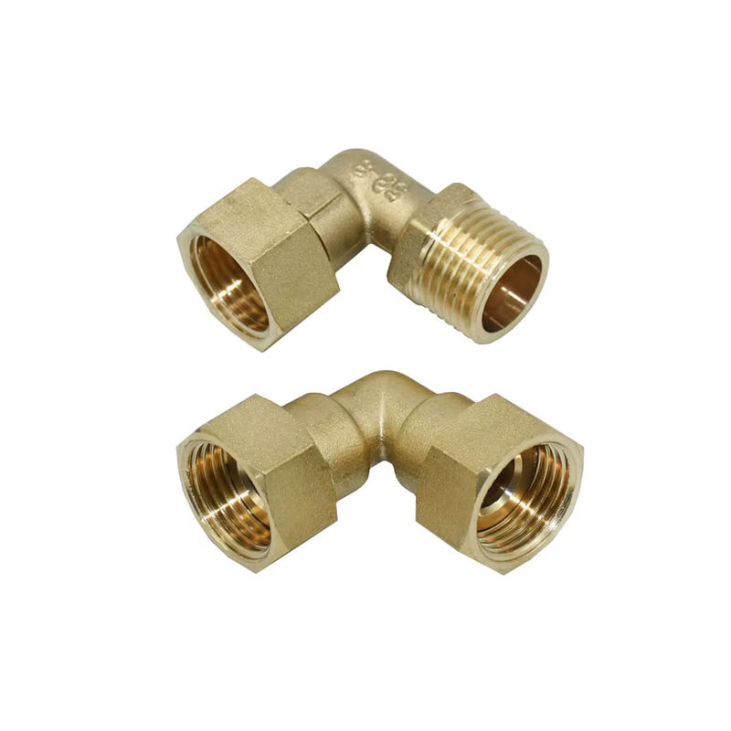 KWZL Messing Ellenbogen 90 Grad Verbinder mit Außengewinde G1/2 für Wasserrohr Anschlüsse in Gold-Optik - Bild 3