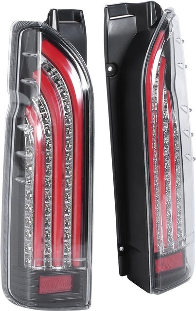 Koogeelife LED-Rückleuchteneinheit mit dynamischem Blinker für Hiace 200 Kombi 2005-2017, Transparent/Rot - Bild 1