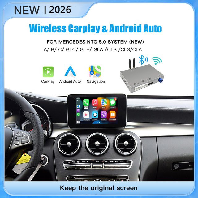 AUTOABC Drahtlose CarPlay und Android Auto Adapter für Mercedes NTG5.0 Klassen A B C S CLA CLS GLA GLS GLC GLE V250 V260 Sprinter via Bluetooth - Bild 1