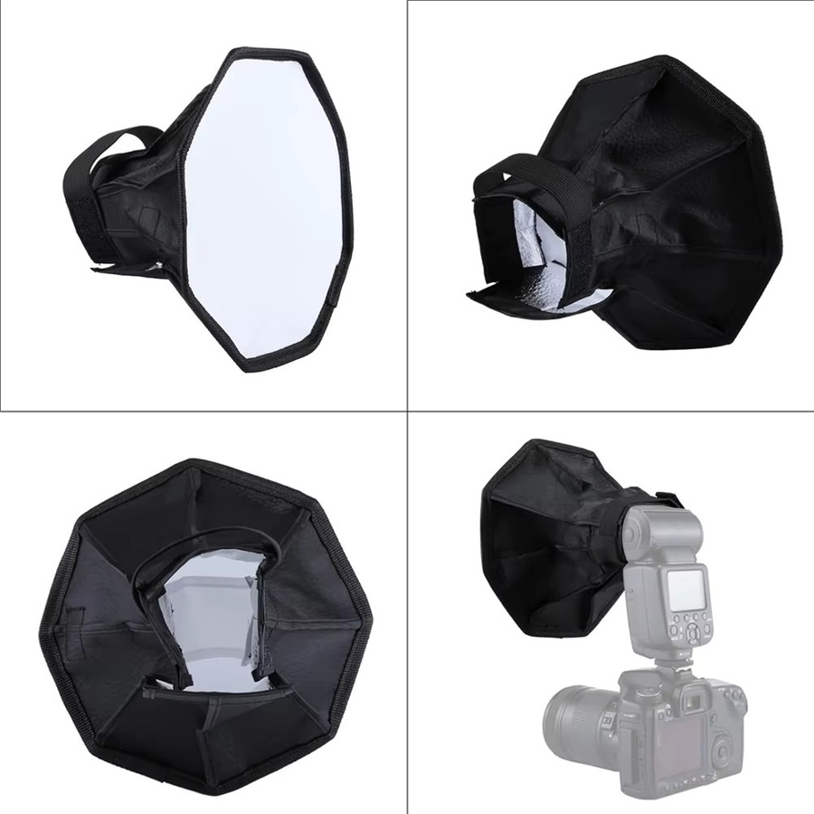 EXSKOF Faltbarer Blitzdiffusor in Weiß, professionelle Mini-Softbox für Canon und Nikon, Durchmesser: 20 cm - Bild 5