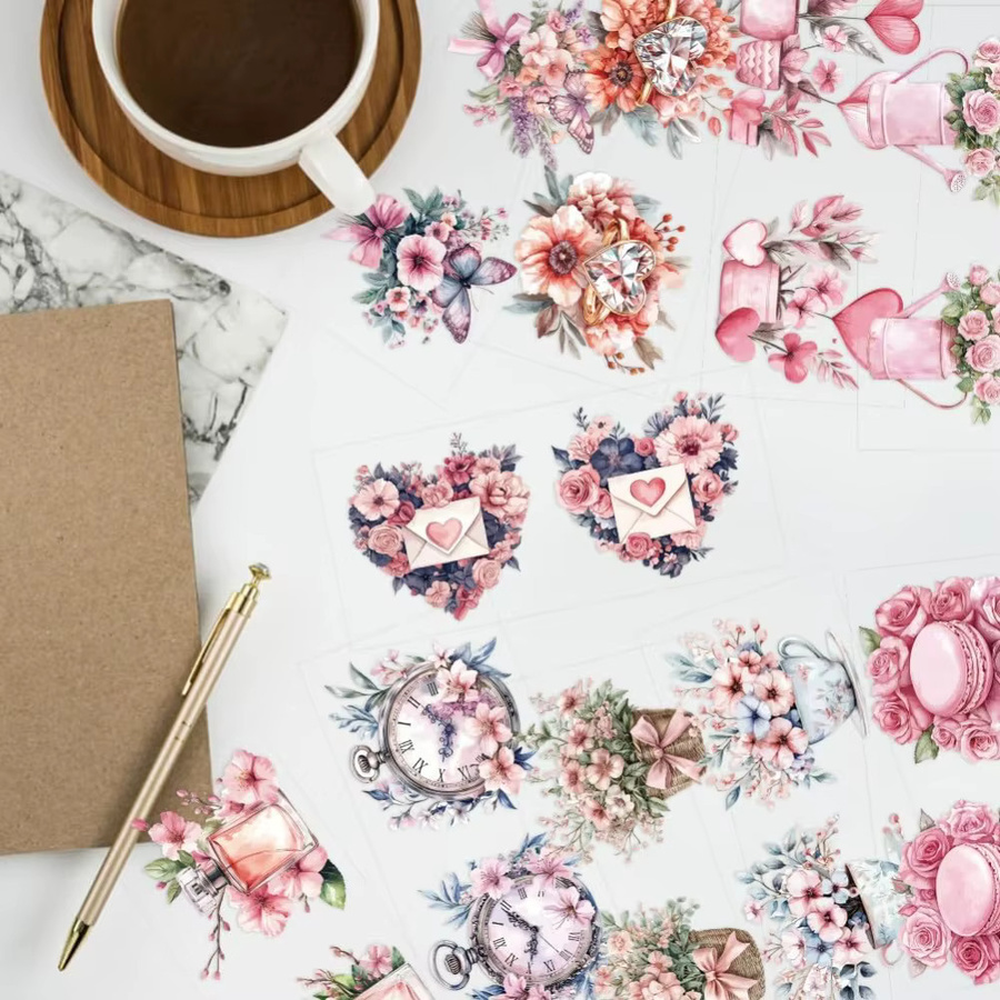 10 Stück UV DTF Cup Wrap Transfer Aufkleber mit Blumen, Schmetterlingen und Parfüm-Motiven, Mehrfarbig, PVC-Transferpapier für Tassen - Bild 2