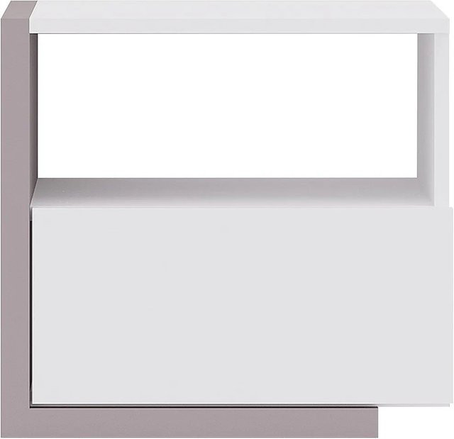 Nachttisch Napoli von Vente-unique in Taupe und Weiß, Breite: 46,4 cm - Bild 1
